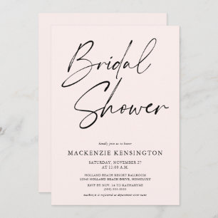 Invitation Fête des mariées rose pâle minimaliste moderne