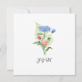 Invitation Fête des mariées rose pâle n bleu foncé floral (Dos)