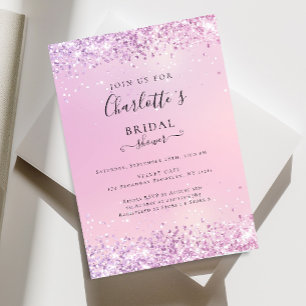 Invitation Fête des mariées rose Parties scintillant moderne 