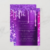 Invitation Fête des mariées rose pourpre 16e (Devant / Derrière)
