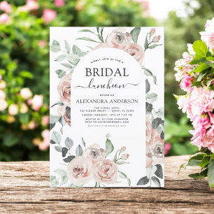 Invitation Fête des mariées rose poussiéreuse Luncheon Green 