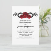 Invitation Fête des mariées Rose Red Gothic Swirl (Debout devant)