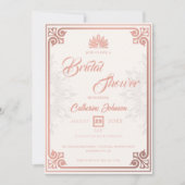 Invitation Fête des mariées rose Rose Art déco moderne (Devant)