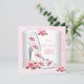 Invitation Fête des mariées Rose Rose Blanc dentelle Hi talon (Debout devant)