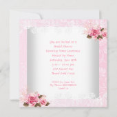 Invitation Fête des mariées Rose Rose Blanc dentelle Hi talon (Dos)
