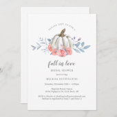 Invitation Fête des mariées Rose rose Citrouille blanc Chute  (Devant / Derrière)