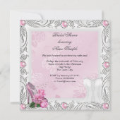Invitation Fête des mariées Rose Rose Haut talons Lace Glam (Dos)