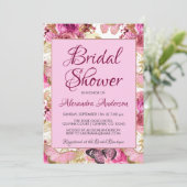 Invitation Fête des mariées Rose rose pâle Monogramme  (Debout devant)