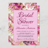 Invitation Fête des mariées Rose rose pâle Monogramme  (Devant / Derrière)