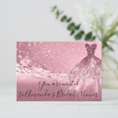 Invitation Fête des mariées Rose Rose Robe Parties scintillan (Debout devant)