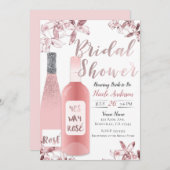 Invitation Fête des mariées rose Rosè Vin et fleurs d'orchidé (Devant / Derrière)