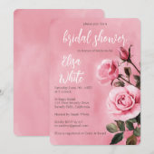 Invitation Fête des mariées rose Roses PERSONNALISÉE (Devant / Derrière)