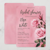 Invitation Fête des mariées rose Roses PERSONNALISÉE (Devant / Derrière)