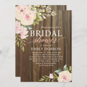 Invitation Fête des mariées Rose rustique (Devant / Derrière)