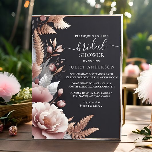Invitation Fête des mariées Rose soie rose Boho Peony Dusty