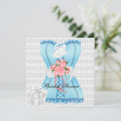 Invitation Fête des mariées Rose Turquoise Blanc Corset Rose  (Debout devant)
