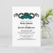 Invitation Fête des mariées Rose turquoise Gothic  (Debout devant)