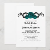 Invitation Fête des mariées Rose turquoise Gothic  (Devant / Derrière)