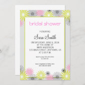 Invitation Fête des mariées rose, vert citron et n (Devant / Derrière)