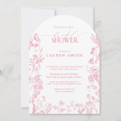 Invitation Fête des mariées rose victorienne florale élégante (Devant)