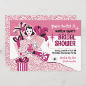 Invitation Fête des mariées rose vintage + noir (Devant / Derrière)