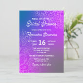 Invitation Fête des mariées rose violet Abstraite en dentelle (Debout devant)