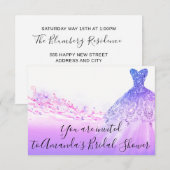 Invitation Fête des mariées rose violet Parties scintillant O (Devant / Derrière)