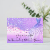 Invitation Fête des mariées rose violet Parties scintillant O (Debout devant)