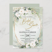 Invitation Fête des mariées Roses blanches (Devant / Derrière)