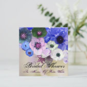 INVITATION FÊTE DES MARIÉES ROSES BLEUS ET FLEURS D'ANÉONE (Debout devant)