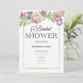 Invitation Fête des mariées Roses de couleur d'aquarelle (Debout devant)