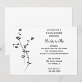Invitation Fête des mariées Roses noires et blanches (Devant / Derrière)