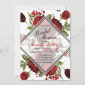 Invitation Fête des mariées - Roses rouges profondes (Devant)