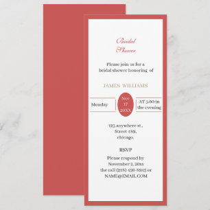 Invitation Fête des mariées rouge customisée