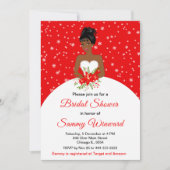 Invitation Fête des mariées rouge de la mariée de peau foncée (Devant)