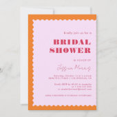 Invitation Fête des mariées rouge et rose orange du cadre de  (Devant)