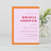Invitation Fête des mariées rouge et rose orange du cadre de  (Debout devant)