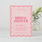 Invitation Fête des mariées rouge et rose rétro élégant (Debout devant)