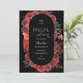 Invitation Fête des mariées rouge florale noire (Debout devant)