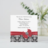 Invitation Fête des mariées rouge noir noir Damas (Debout devant)