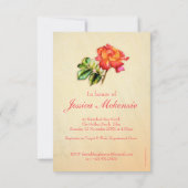 Invitation Fête des mariées rouge orange jaune rose invitatio (Dos)
