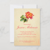 Invitation Fête des mariées rouge orange jaune rose invitatio (Dos)