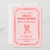 Invitation Fête des mariées rouge rose Bachelorette (Devant)