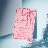 Invitation Fête des mariées rouge rose foncé à la main