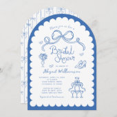 Invitation Fête des mariées rouge rose Whimsical Retro (Devant / Derrière)