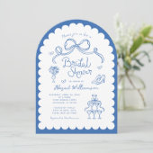 Invitation Fête des mariées rouge rose Whimsical Retro (Debout devant)