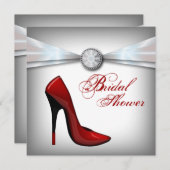 Invitation Fête des mariées rouge Stiletto (Devant / Derrière)