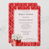 Invitation Fête des mariées Rouge Sweat blanc Roses (Devant / Derrière)