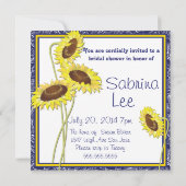 Invitation Fête des mariées Royal Blue and Yellow Sunflowers (Dos)