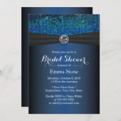 Invitation Fête des mariées Royal Blue Diamond & Ribbon (Devant / Derrière)